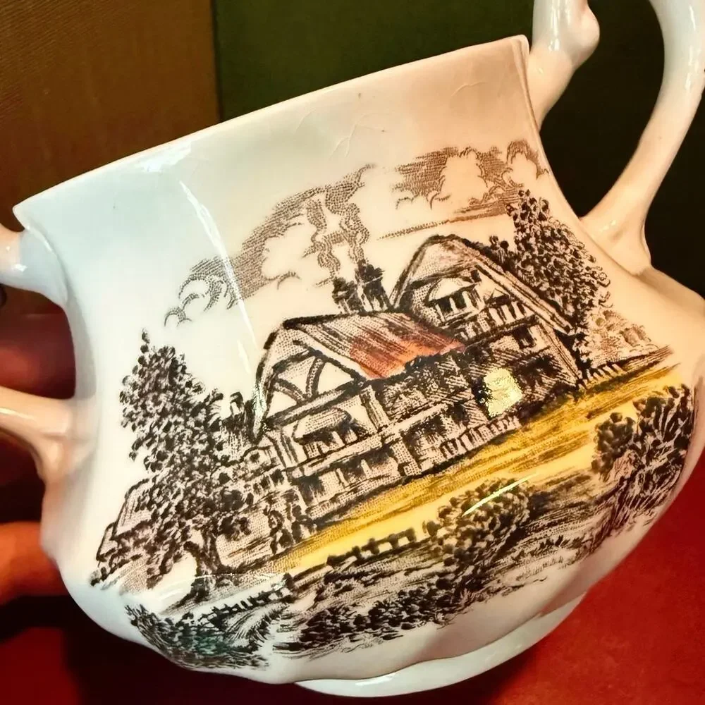 Yorkshire Staffordshire Ironstone Sugar & Creamer Set • England • Vintage
